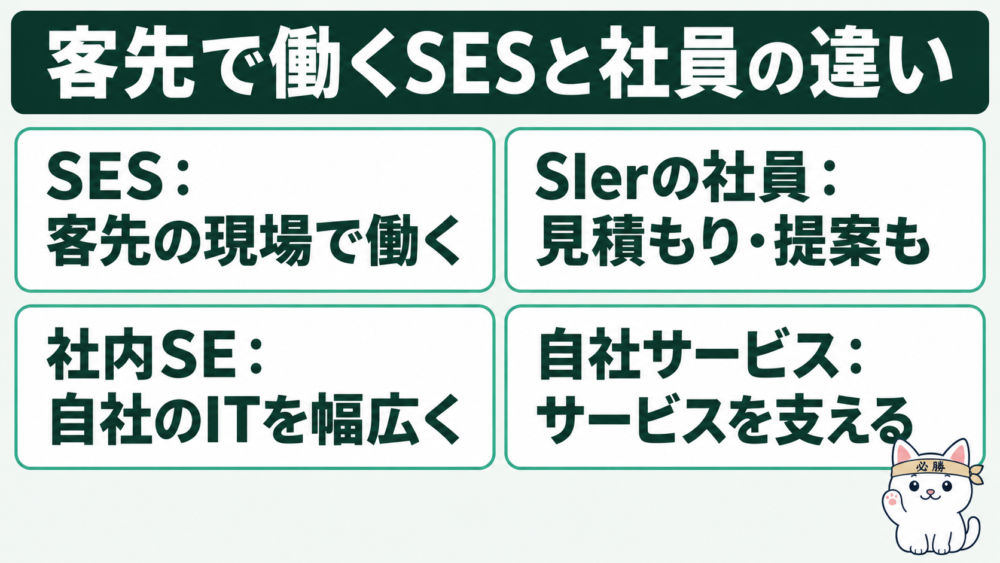 SESとは?SIerや社内SEなど「社員として働く」場合との違い