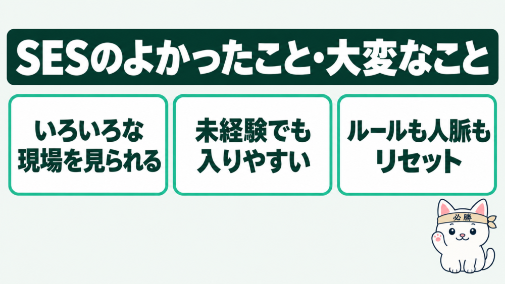 SESで働いてよかったこと・大変だったこと