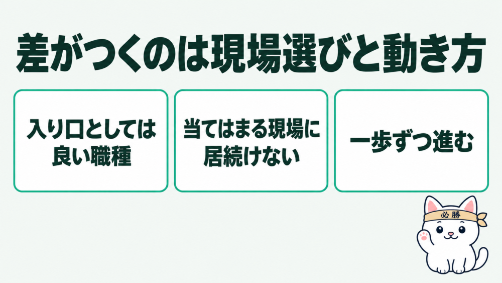 まとめ:底辺かどうかは職種でなく、現場選びと動き方で決まる